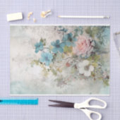 Ouderwetse gemengde techniek blauwe, roze, witte b tissuepapier (Craft)