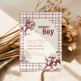 Ouderwetse geruite Gingham western cowboy babyfees Kaart