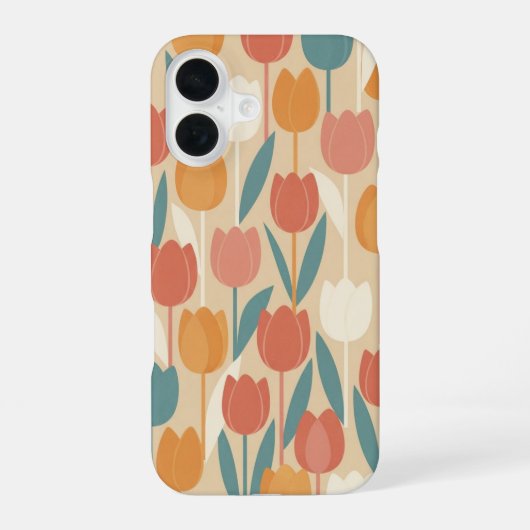 Ouderwetse gestileerde tulpen iPhone 16 hoesje (Achterkant)