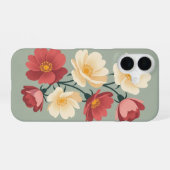 Ouderwetse gestileerde wilde rozen iPhone 16 hoesje (Achterkant horizontaal)