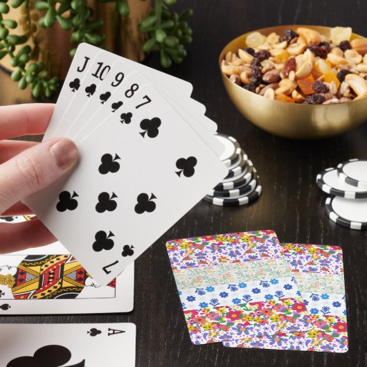 Ouderwetse gewatteerde bloemranden Schattige Pokerkaarten (Insitu)