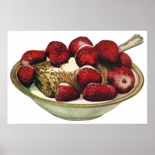 Ouderwetse Gezonde Ontbijtgranen Aardbeien Poster
