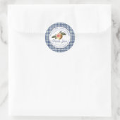Ouderwetse Gingham Perzik Rok met dekselrand Ronde Sticker (Tas)