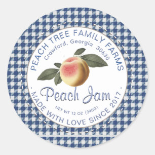 Ouderwetse Gingham Perzik Rok met dekselrand Ronde Sticker