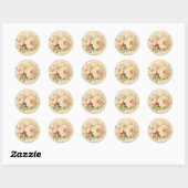 Ouderwetse Glans, Perzik Shabby Chic Ronde Sticker (Vel)