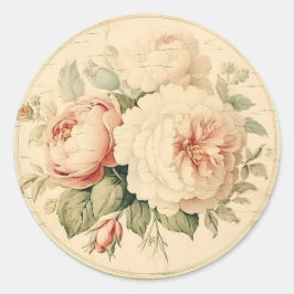 Ouderwetse Glans, Perzik Shabby Chic Ronde Sticker