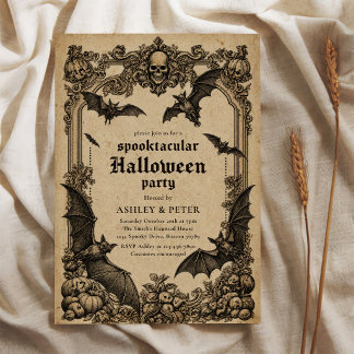Ouderwetse Gotische Spooktacular Halloween Feest Kaart