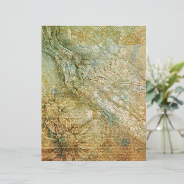 Ouderwetse goud en turquoise gestructureerde bloem (Staand voorkant)