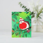 Ouderwetse Gouden Groene Wintervogel Feestdagenkaart (Staand voorkant)