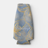 Ouderwetse gouden lichte bloemen monogram flesjeskoeler (Voorkant)