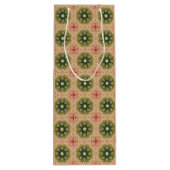 Ouderwetse Green Pine Red Lace Kerstmis Wijn Cadeautas (Achterkant)