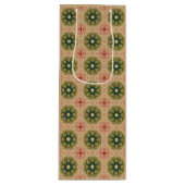 Ouderwetse Green Pine Red Lace Kerstmis Wijn Cadeautas (Voorkant)