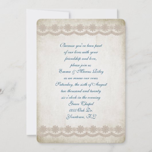 ouderwetse grensvoovernieuwing van de bruiloft kaart (Voorkant)