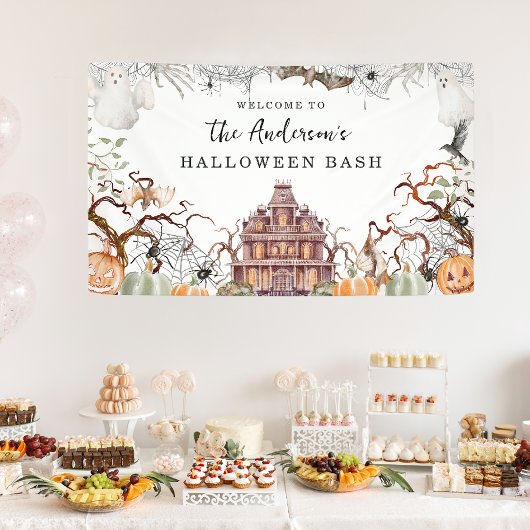 Ouderwetse Griezeltuin Halloweenfeestje Spandoek