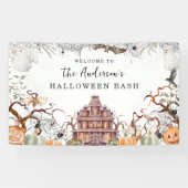 Ouderwetse Griezeltuin Halloweenfeestje Spandoek (Horizontaal)