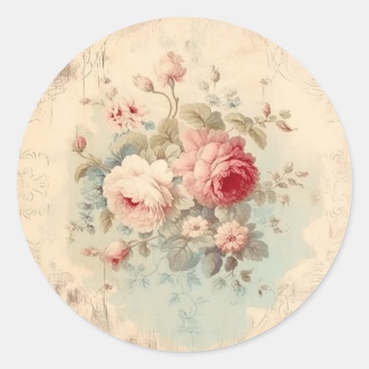 Ouderwetse gril, Roze shabby chic Ronde Sticker (Voorkant)