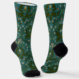 Ouderwetse Groen Blauw William Morris Herfst Bloem Sokken