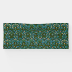 Ouderwetse Groen Blauw William Morris Herfst Bloem Spandoek