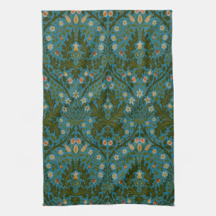 Ouderwetse Groen Blauw William Morris Herfst Bloem Theedoek
