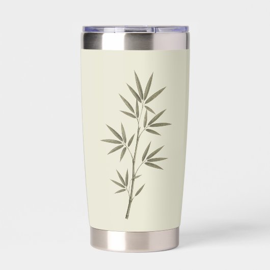 Ouderwetse groene bamboe bladeren geïsoleerde drinkbeker (Voorkant)