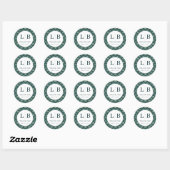 Ouderwetse Groene Blad Motief Ronde Sticker (Vel)