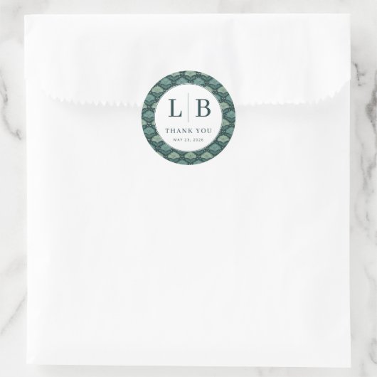 Ouderwetse Groene Blad Motief Ronde Sticker (Tas)