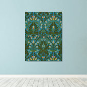 Ouderwetse groene blauwe herfstbloemen van William Canvas Afdruk (Insitu (Houten vloer))