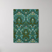 Ouderwetse groene blauwe herfstbloemen van William Canvas Afdruk (Voorkant)