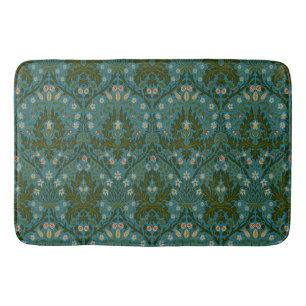 Ouderwetse groene blauwe William Morris herfstbloe Badmat
