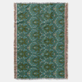Ouderwetse groene blauwe William Morris herfstbloe Deken (Voorkant Verticaal)