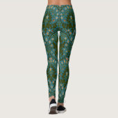 Ouderwetse groene blauwe William Morris herfstbloe Leggings (Achterkant)