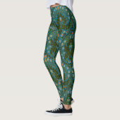 Ouderwetse groene blauwe William Morris herfstbloe Leggings (Links)