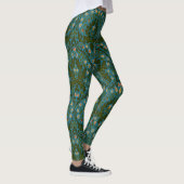 Ouderwetse groene blauwe William Morris herfstbloe Leggings (Rechts)