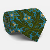 Ouderwetse groene blauwe William Morris herfstbloe Stropdas (Opgerold)