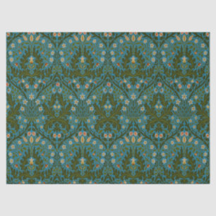Ouderwetse groene blauwe William Morris herfstbloe Tissuepapier