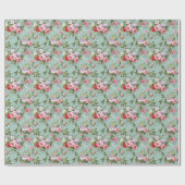 Ouderwetse groene bloemendesign cadeaupapier (Vlak)