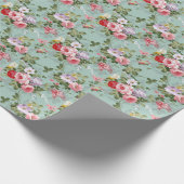 Ouderwetse groene bloemendesign cadeaupapier (Hoek)