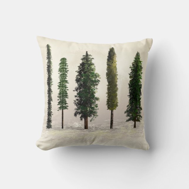 Ouderwetse groene bosbomen landelijk bos- kussen (Voorkant)