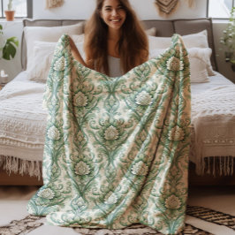 Ouderwetse groene botanische patroon fleece deken