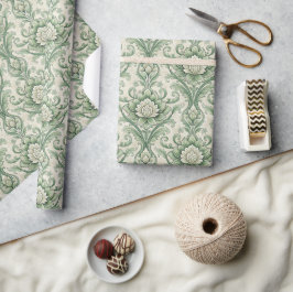 Ouderwetse groene botanische print cadeaupapier