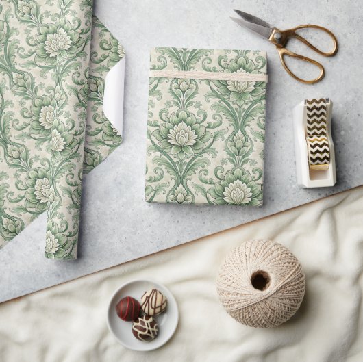 Ouderwetse groene botanische print cadeaupapier (Crafts)