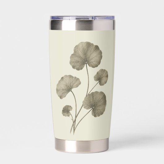 Ouderwetse groene dotterbloembladeren geïsoleerde drinkbeker (Voorkant)