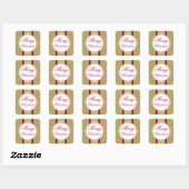 Ouderwetse groene kerststickers vierkante sticker (Vel)