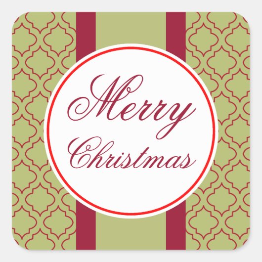 Ouderwetse groene kerststickers vierkante sticker (Voorkant)