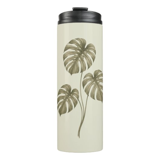 Ouderwetse groene Monstera-bladeren Thermosbeker (Voorkant)