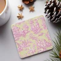 Ouderwetse groene roze Toile de Jouy cottage bloem