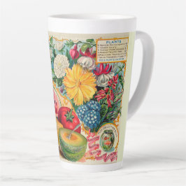 Ouderwetse groente fruit bloem zaad advertentie latte mok