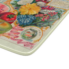 Ouderwetse groente fruit bloem zaad advertentie snijplank
