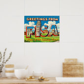 Ouderwetse Groeten uit Pisa Poster (Keuken)