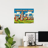 Ouderwetse Groeten uit Pisa Poster (Thuiskantoor)